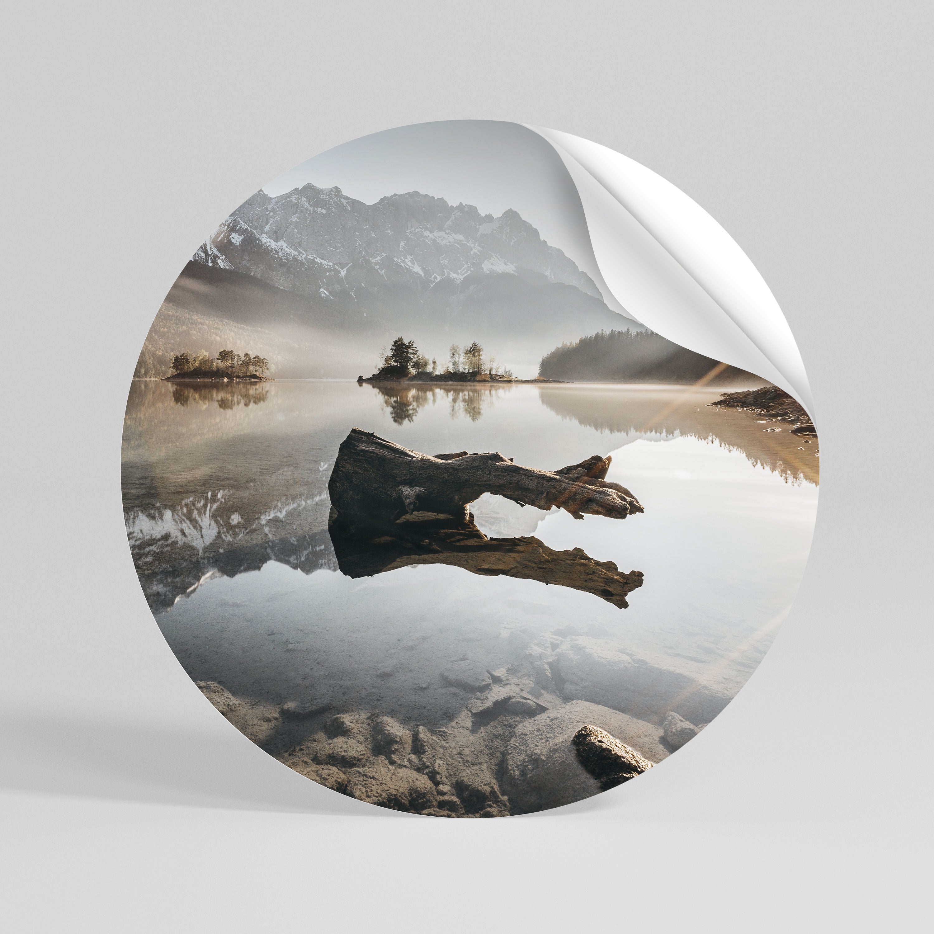 SILENT WATERSCAPE Peel and Stick Round Sticker