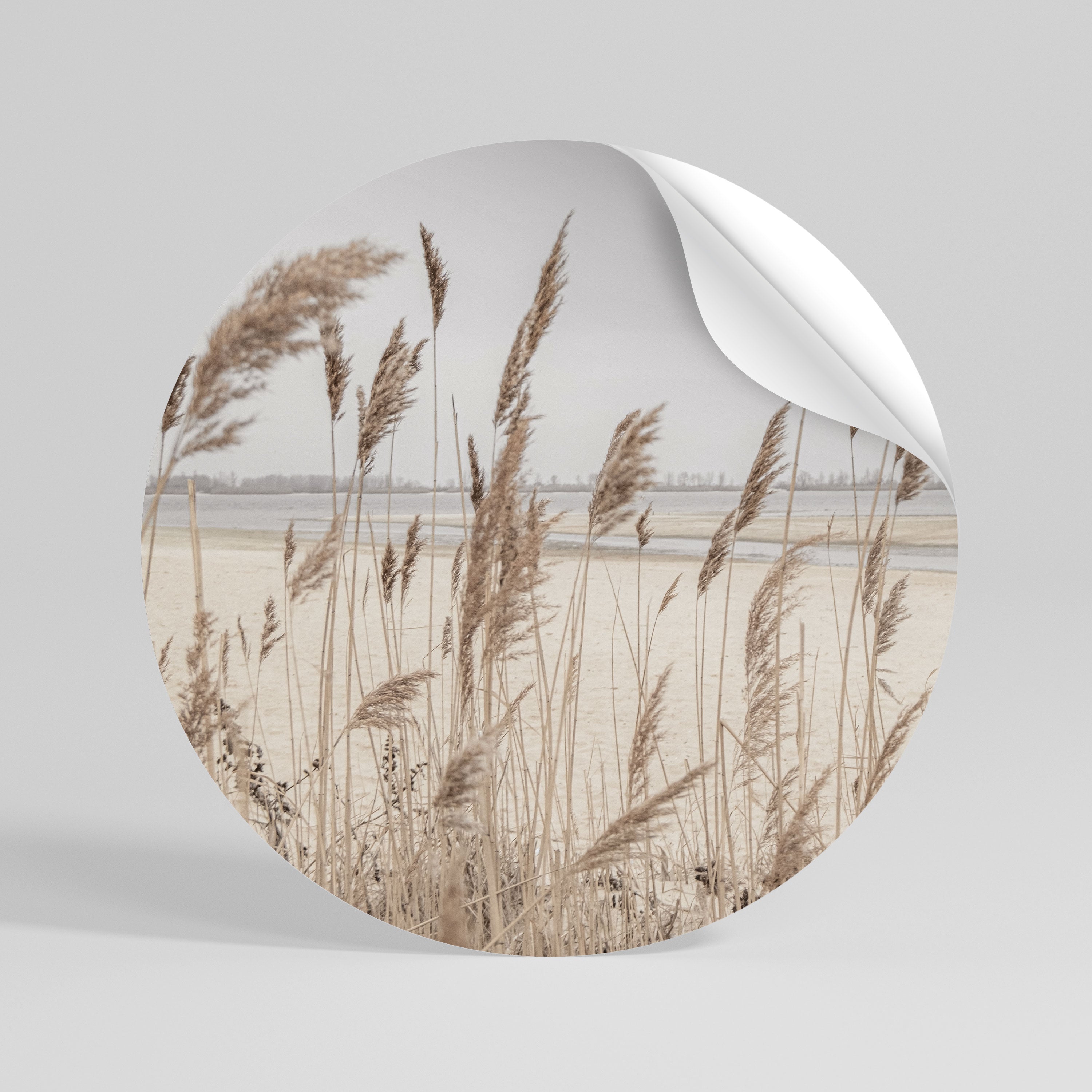 BREEZY STRAW HARMONY Peel and Stick Round Sticker