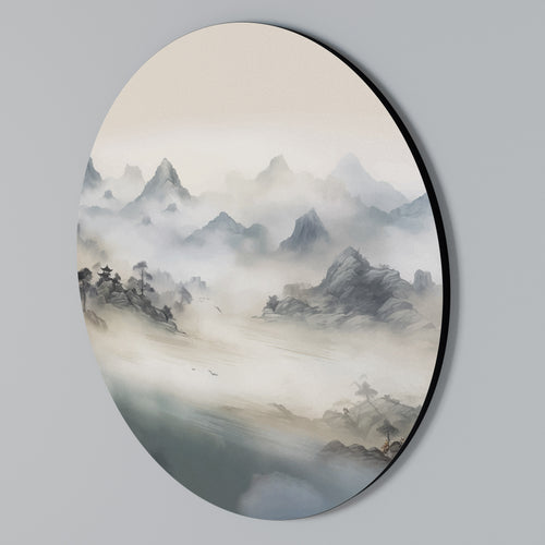 HIDDEN TEMPLE MIST Round Wall Art
