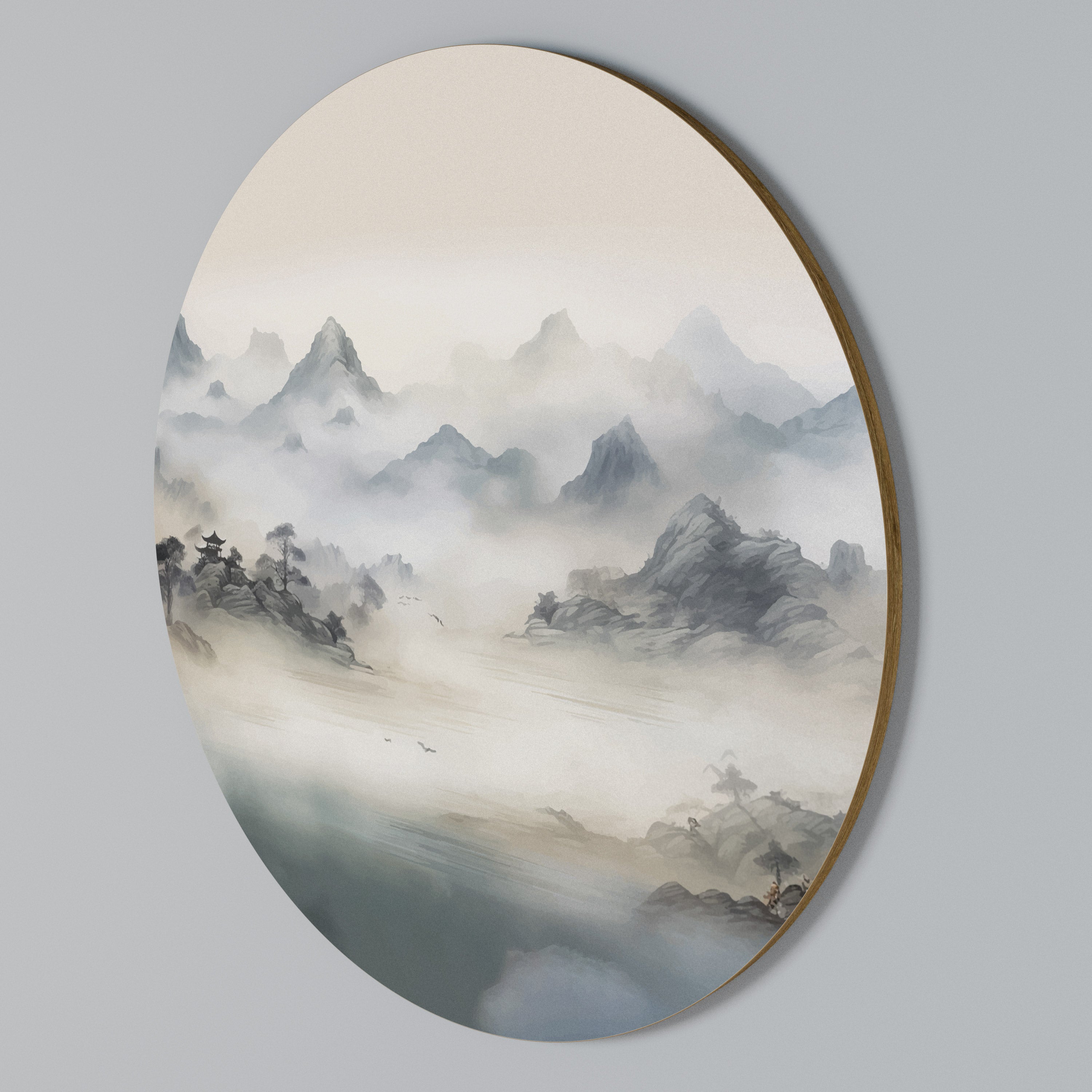 HIDDEN TEMPLE MIST Round Wall Art