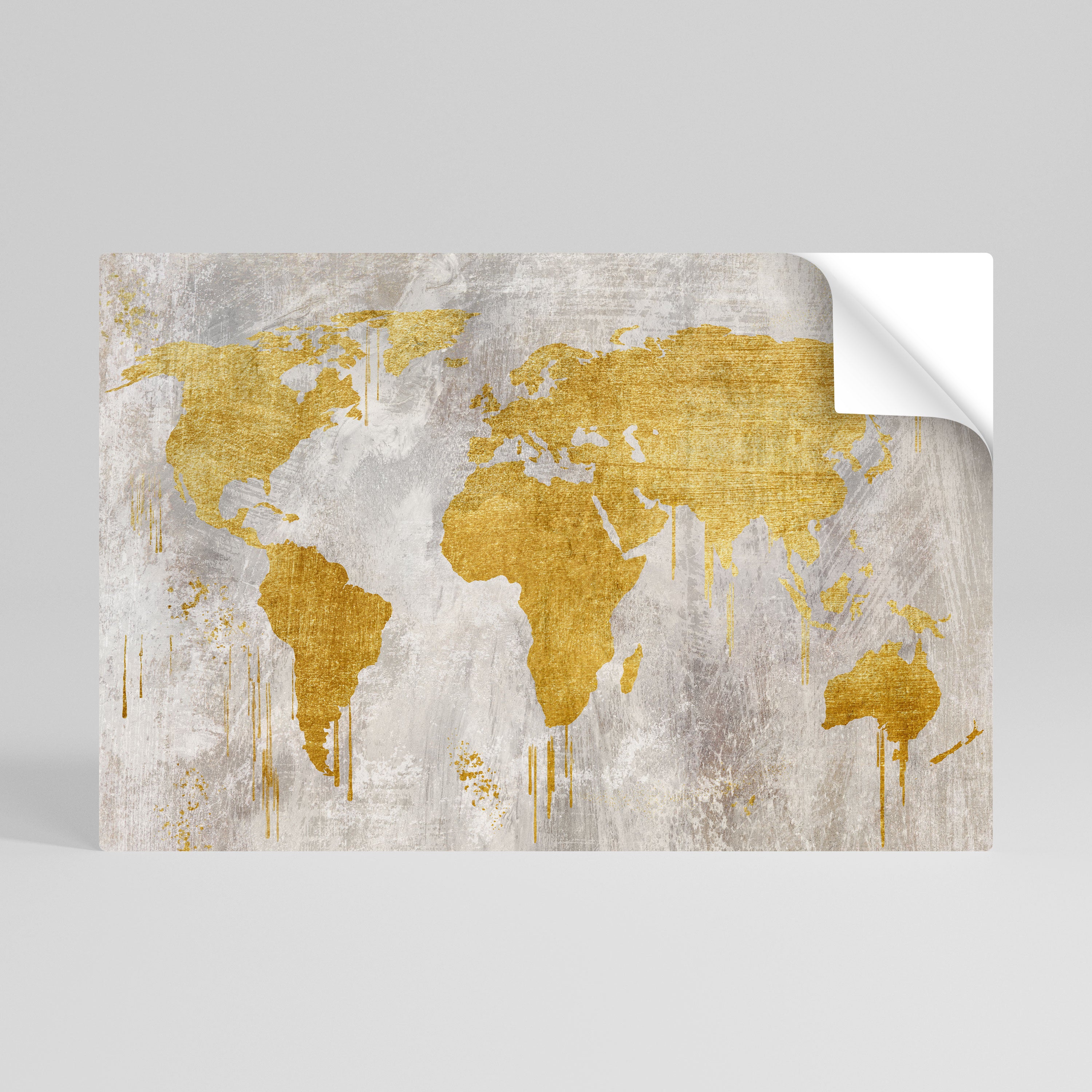 METALLIC WORLDVIEW MAP Peel and Stick Horizontal Poster