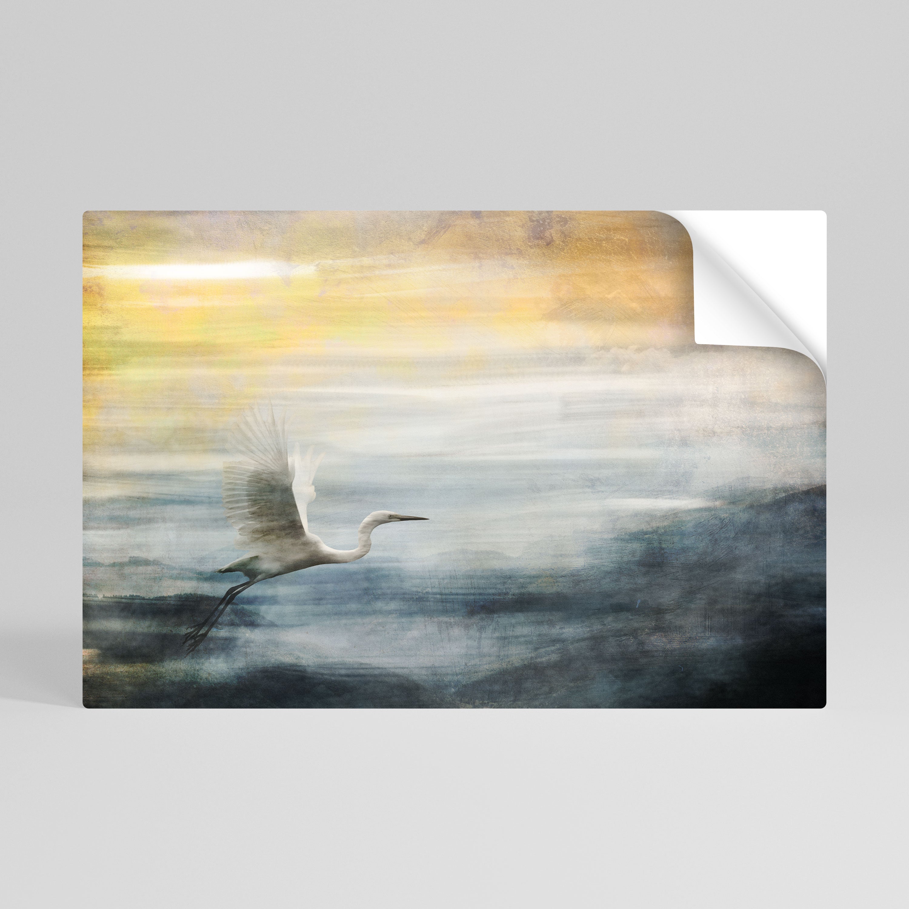 HERON IN FLY Peel and Stick Horizontal Poster